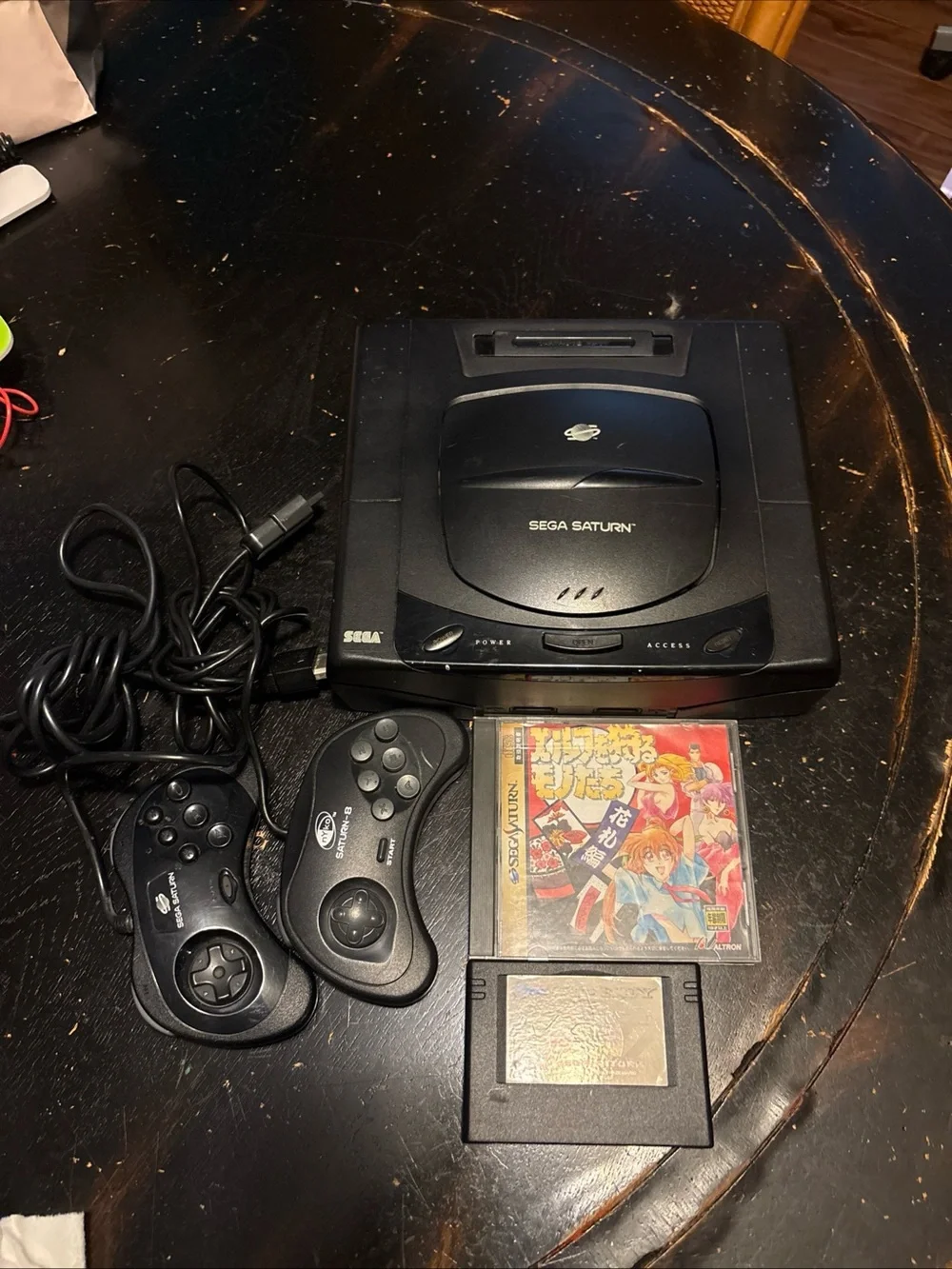 Sega Saturn Black Console MK-80000 w/ Controllers, 2 Game No AV, Power cable